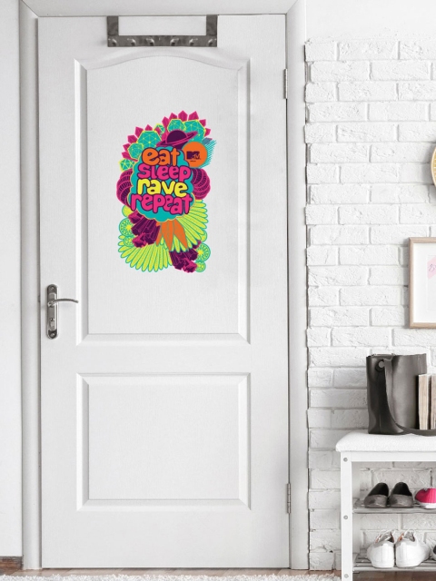 

Asian Paints Multicoloured Kids MTV Eat Sleep Rave Repeat Printed Wall Sticker, Multi