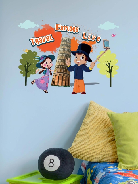 

Asian Paints Multicoloured Kids Chhota Bheem Travel To Italy Printed Wall Sticker, Multi