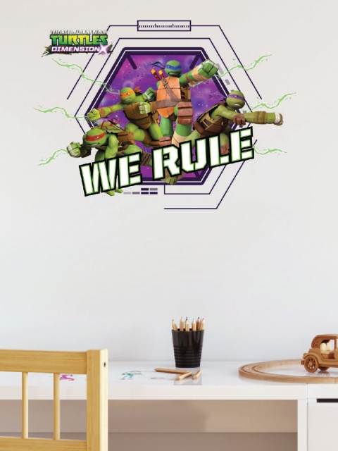 

Asian Paints Kids Multicoloured Ninja Turtles Ninjas Rule Printed Wall Sticker, Multi