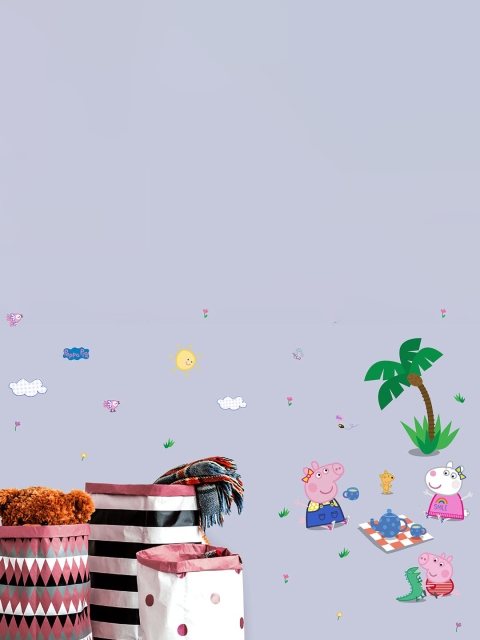 

Asian Paints Multicoloured Kids Peppa Pig Tea Party Printed Wall Sticker, Multi