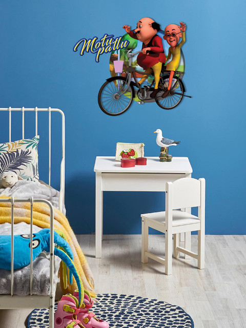 

Asian Paints Wall Ons Kids XL Motu Patlu Bicycle Rounds Wall Sticker, Multi