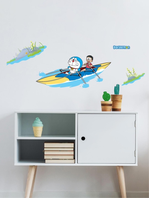 

Asian Paints Kids Multicoloured Doraemon Rowing With Nobitad Printed Wall Sticker, Multi