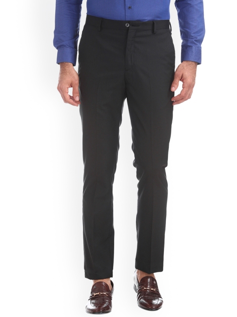 

Arrow New York Men Black Tapered Fit Solid Regular Trousers