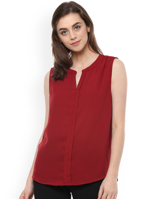 

Allen Solly Woman Maroon Solid Top