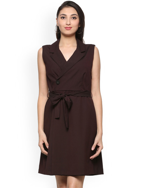 

Allen Solly Woman Maroon Solid Shirt Dress