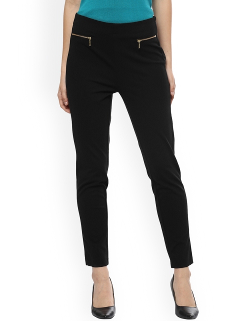 

Allen Solly Woman Black Regular Fit Solid Cigarette Trousers