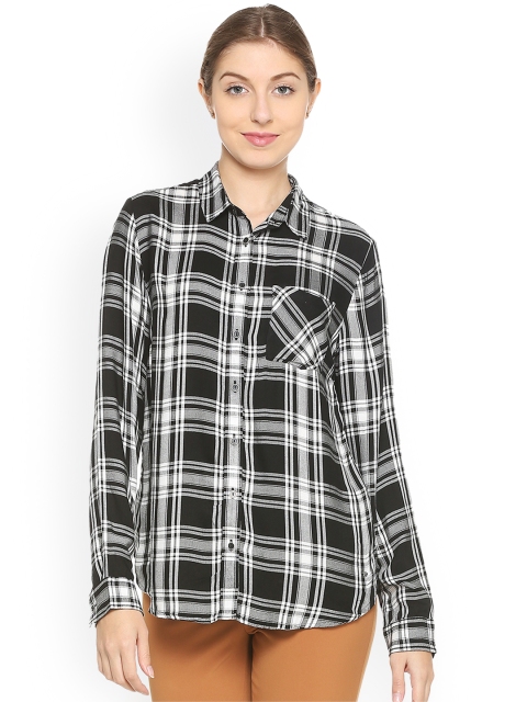 

Allen Solly Woman Black & White Regular Fit Checked Casual Shirt