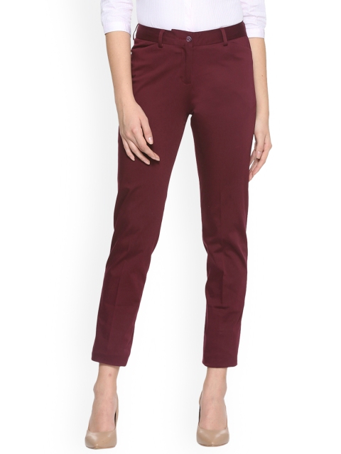 

Van Heusen Woman Women Maroon Regular Fit Solid Regular Trousers