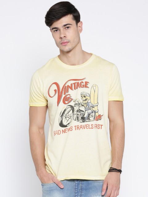 

Jack & Jones Men Yellow Printed T-shirt