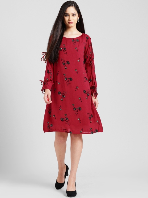 

Zink London Women Red Printed A-Line Dress