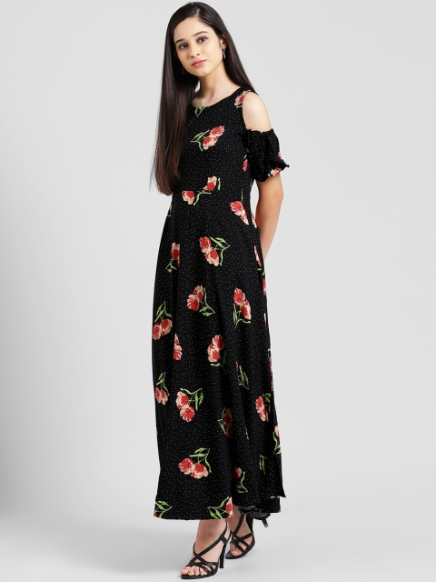 

Zink London Women Black Printed Maxi Dress