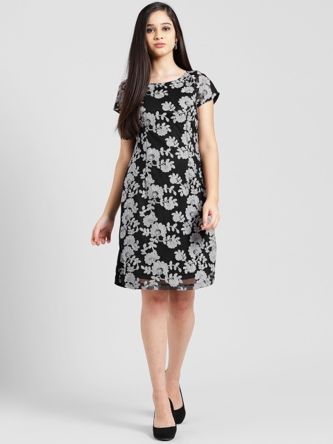 

Zink London Women Black Self Design Sheath Dress