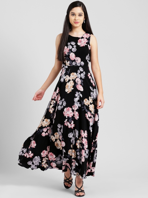 

Zink London Women Black Printed Maxi Dress