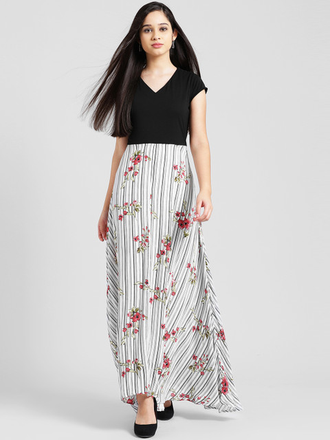 

Zink London Women Black Printed Maxi Dress