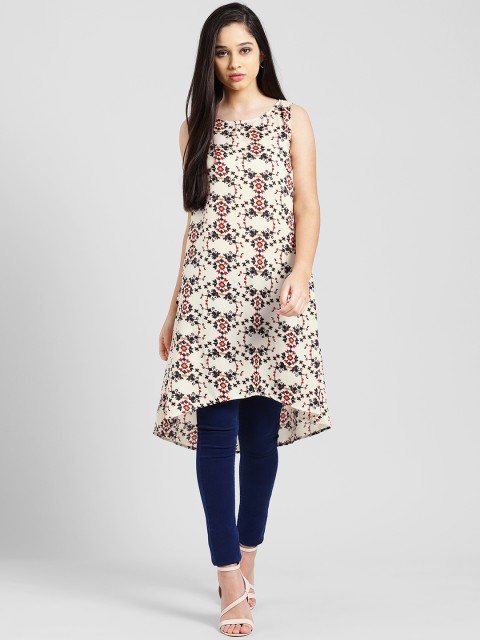 

Zink London Beige & Black Printed Tunic