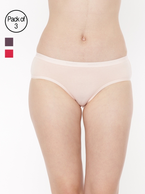 

Amante Women Pack of 3 Solid Hipster Briefs PPK43001, Pink