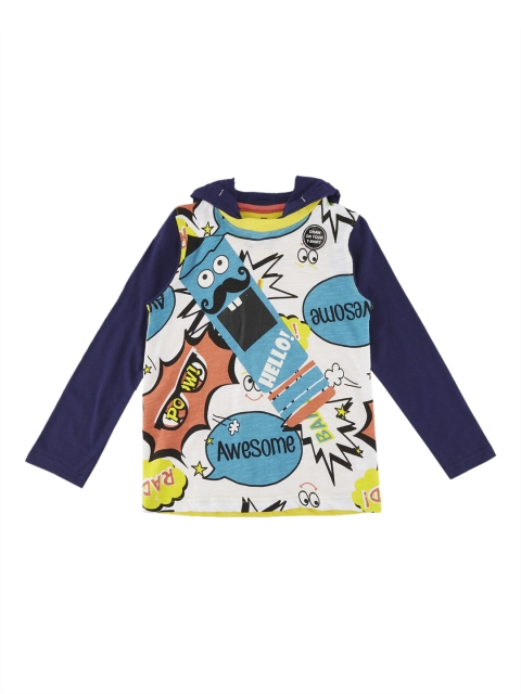

CHALK by Pantaloons Boys Blue Printed Hood T-shirt