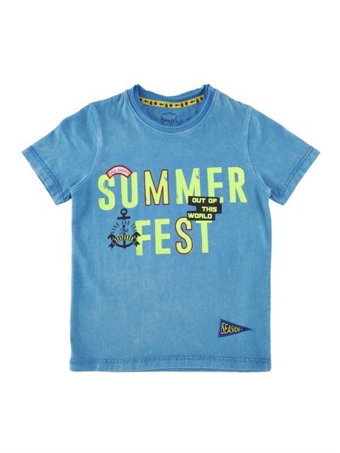 

CHALK by Pantaloons Boys Blue Printed Round Neck T-shirt