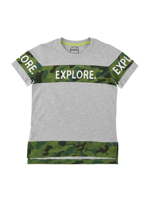 

CHALK by Pantaloons Boys Grey Melange Camouflage Print Round Neck T-shirt