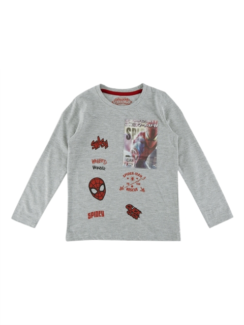 

CHALK by Pantaloons Boys Grey Melange Printed Round Neck T-shirt
