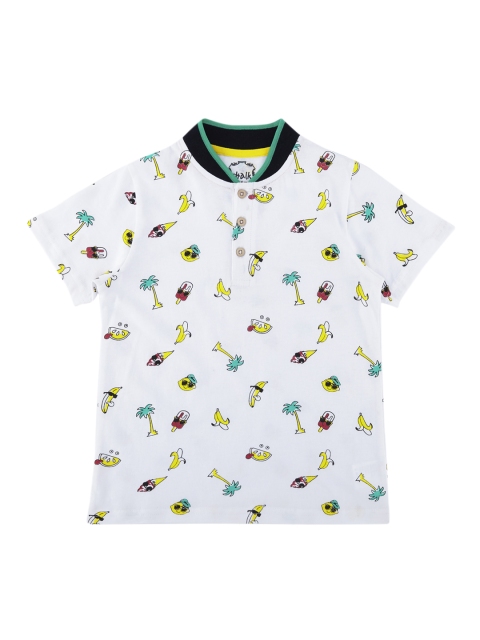 

CHALK by Pantaloons Boys White Printed Polo Collar T-shirt