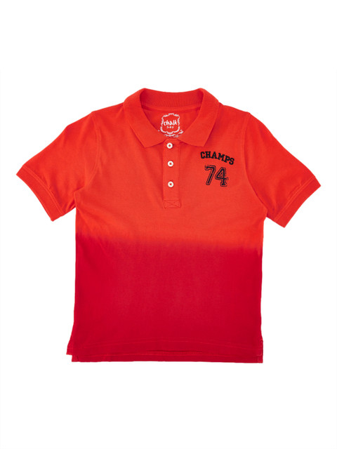 

CHALK by Pantaloons Boys Orange & Red Ombre-Dyed Polo Collar T-shirt