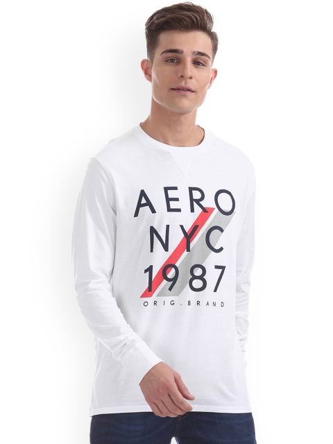 

Aeropostale Men Off-White Printed Round Neck T-shirt