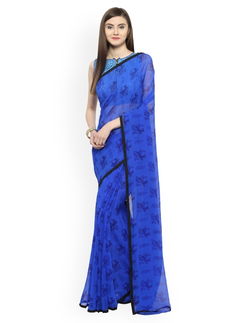 

Shaily Blue Printed Pure Georgette Saree