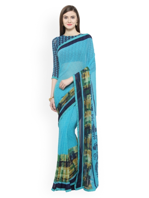 

Shaily Blue Printed Pure Georgette Saree