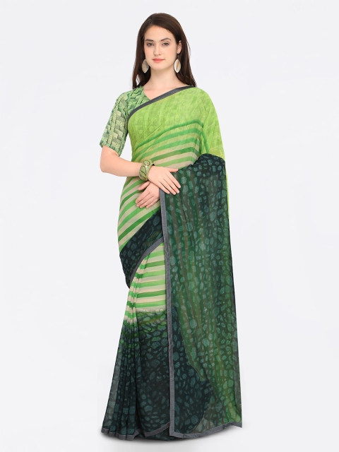 

Shaily Green & Off-White Pure Georgette Printed Saree