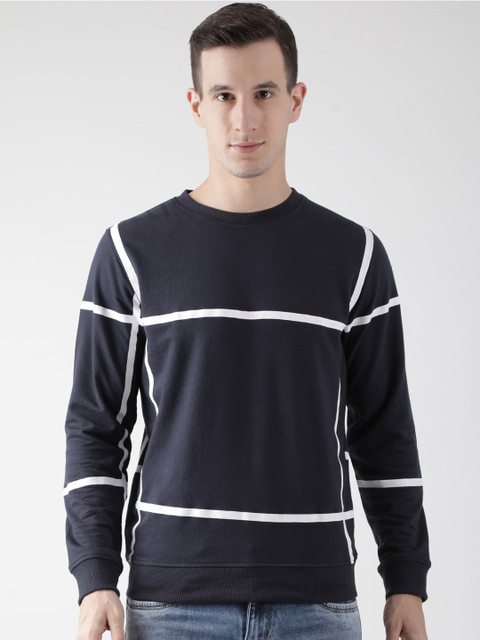 

Club York Men Navy Blue Checked Sweatshirt