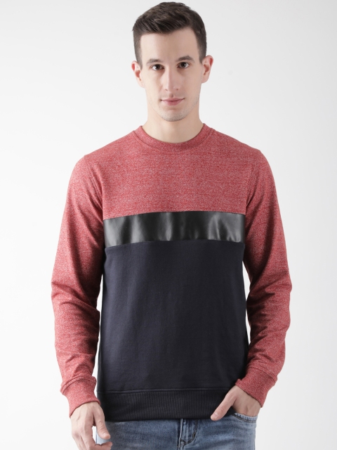 

Club York Men Red & Navy Blue Colourblocked Sweatshirt