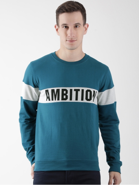 

Club York Men Teal Blue Printed Sweatshirt