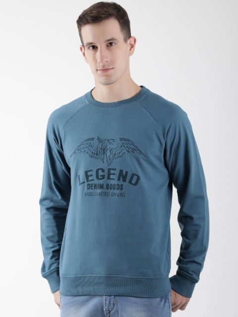 

Club York Men Teal Blue Printed Sweatshirt