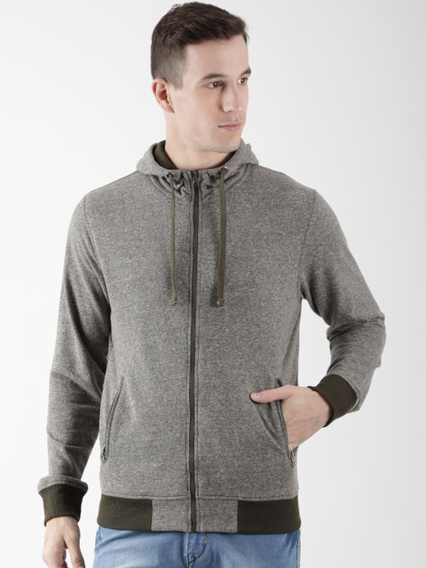 

Club York Men Olive Green Solid Hooded Sweatshirt