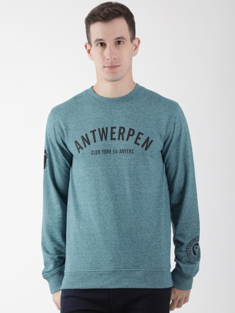 

Club York Men Teal Green Printed Sweatshirt