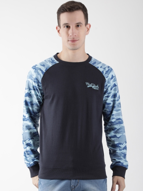 

Club York Men Navy Blue Printed Sweatshirt