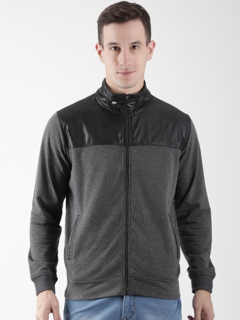 

Club York Men Charcoal Grey Colourblocked Bomber