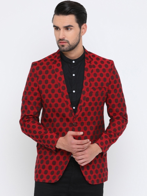 

SHOWOFF Men Maroon & Black Printed Single-Breasted Blazer