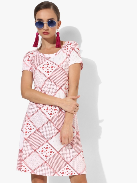

Marks & Spencer Women Red Star Printed A-Line Dress