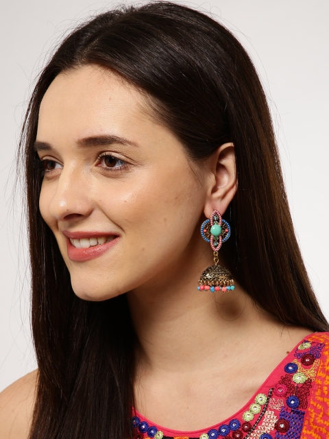 

Ayesha Multicoloured Dome-Shaped Beaded Jhumkas, Multi