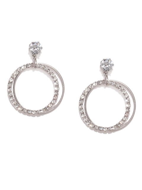 

Ayesha Silver-Toned Circular Drop Earrings