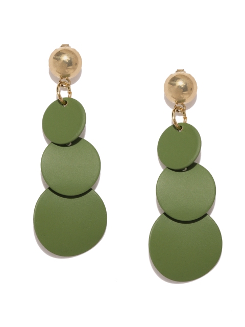 

Ayesha Green & Gold-Toned Circular Drop Earrings