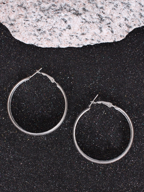 

Ayesha Silver-Toned Circular Hoop Earrings