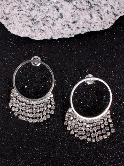 

Ayesha Silver-Toned Circular Drop Earrings