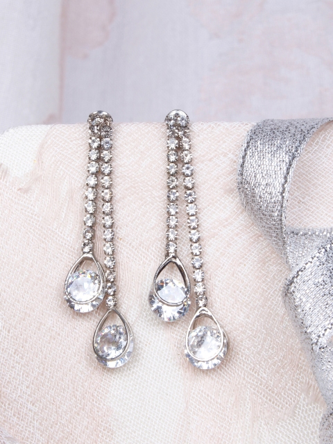 

Ayesha Silver-Toned Teardrop Shaped Drop Earrings