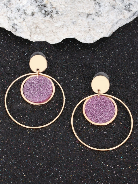 

Ayesha Pink & Gold-Toned Circular Drop Earrings