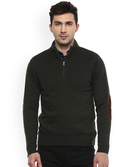 

Peter England Men Charcoal Grey Self Design Pullover