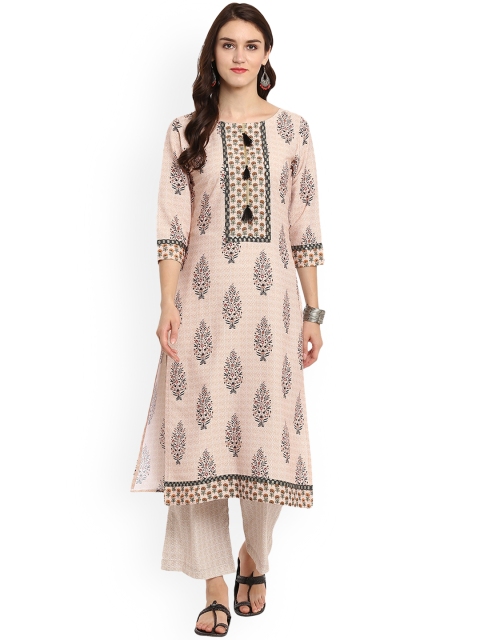 

ZIYAA Women Multicoloured & Beige Printed Kurta with Palazzos, Multi