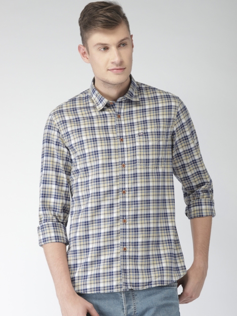 

Arrow Sport Men Beige & Navy Blue Slim Fit Checked Casual Shirt
